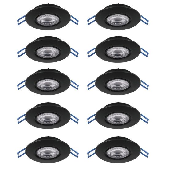 Eglo gedrez set 10 faretti da incasso per cartongesso led 10x4,9w cct 2700k 6500k foro 6,8cm nero