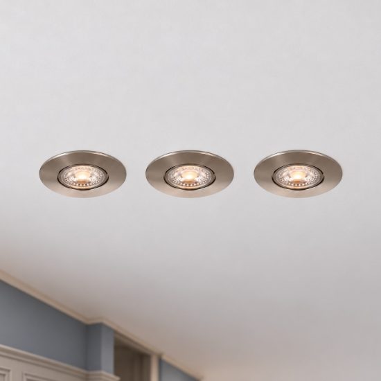 Eglo gedrez set 3 faretti da incasso per cartongesso led 3x4,9w cct 2700k 6500k foro 6,8cm nichel opaco