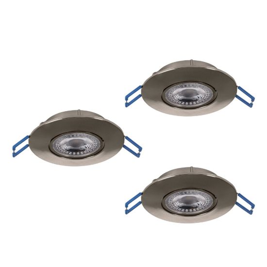Eglo gedrez set 3 faretti da incasso per cartongesso led 3x4,9w cct 2700k 6500k foro 6,8cm nichel opaco