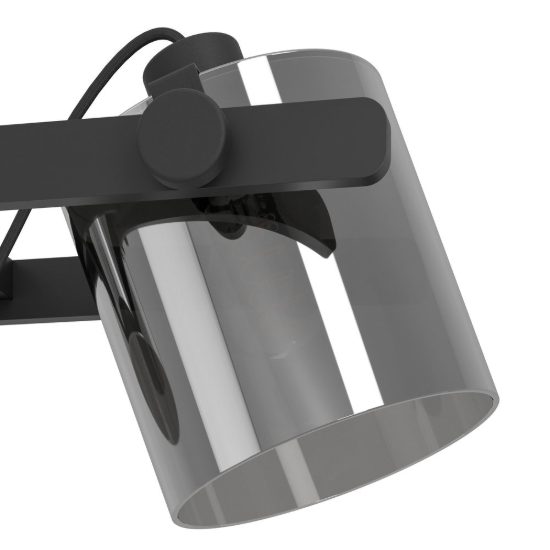 Eglo hornwood 2 lampadario a sospensione 3 luci 78cm per cucina moderno nero con vetri fumé