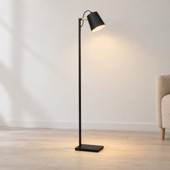 Eglo lacey piantana e27 159,5cm per soggiorno moderna nera e marrone