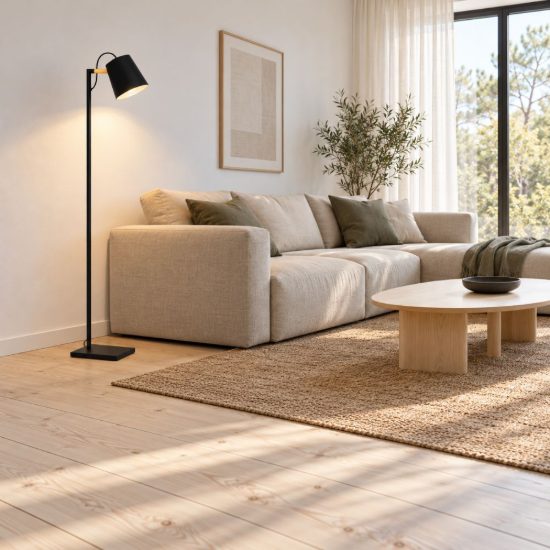 Eglo lacey piantana e27 159,5cm per soggiorno moderna nera e marrone
