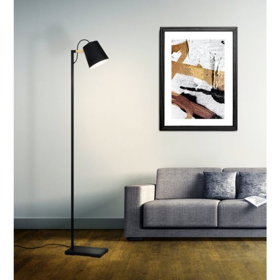 Eglo lacey piantana e27 159,5cm per soggiorno moderna nera e marrone