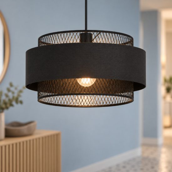 Eglo bazely lampadario a sospensione 40cm per ingresso moderno nero