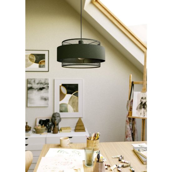 Eglo bazely lampadario a sospensione 40cm per ingresso moderno nero