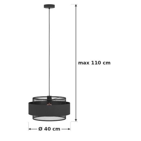 Eglo bazely lampadario a sospensione 40cm per ingresso moderno nero