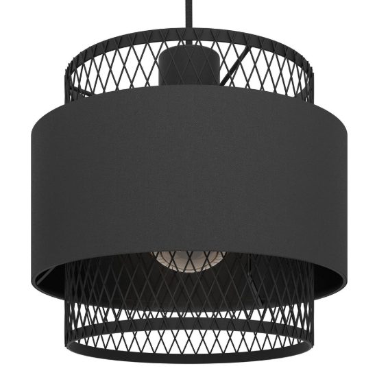 Eglo bazely lampadario a sospensione 3 luci 99cm per cucina moderno nero