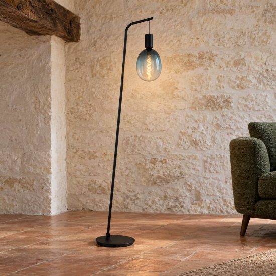 Eglo cranley piantana e27 170cm per soggiorno industriale nera
