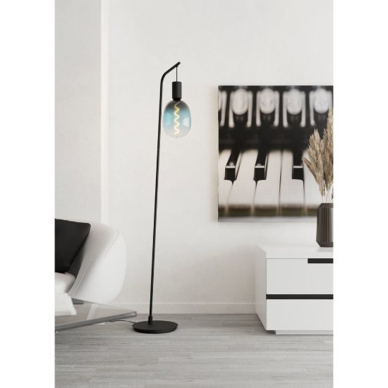 Eglo cranley piantana e27 170cm per soggiorno industriale nera