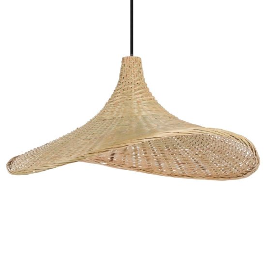 Eglo haxey lampadario a sospensione 50cm per soggiorno rustico nero con paralume in legno naturale