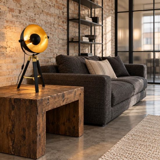Eglo covaleda lampada da tavolo e27 73,5cm per soggiorno industriale nera, ottone e oro