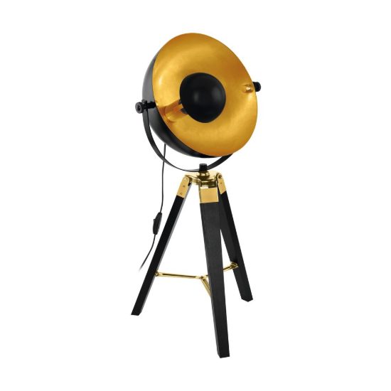 Eglo covaleda lampada da tavolo e27 73,5cm per soggiorno industriale nera, ottone e oro