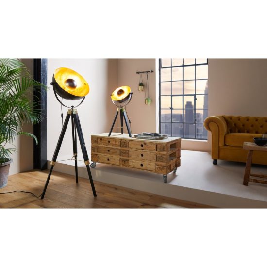 Eglo covaleda piantana e27 164cm per soggiorno industriale nera, ottone e oro