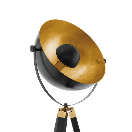 Eglo covaleda piantana e27 164cm per soggiorno industriale nera, ottone e oro
