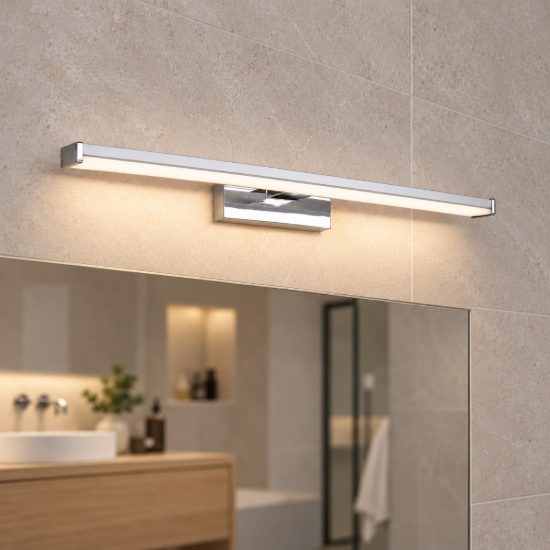 Eglo galenzana e applique per specchio bagno led 7,4w 4000k 40cm ip44 moderna lineare cromo e argento