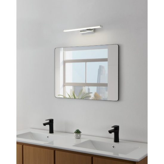 Eglo galenzana e applique per specchio bagno led 7,4w 4000k 40cm ip44 moderna lineare cromo e argento