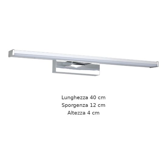 Eglo galenzana e applique per specchio bagno led 7,4w 4000k 40cm ip44 moderna lineare cromo e argento