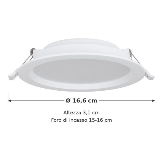 Eglo idun e faretto da incasso per cartongesso led 12w 4000k foro 15-16cm bianco