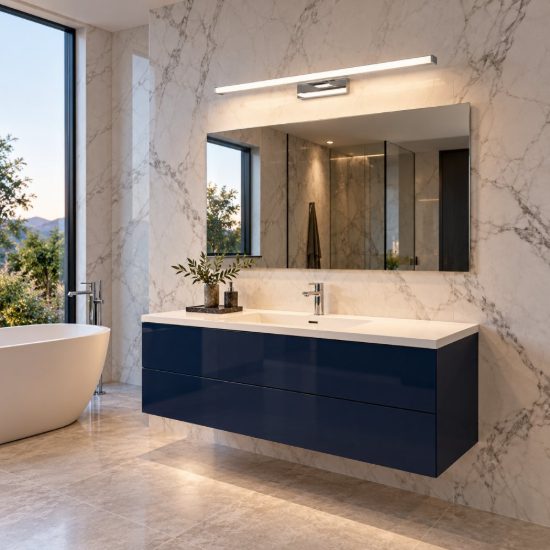 Eglo galenzana e applique per specchio bagno led 11w 4000k 60cm ip44 moderna lineare cromo e argento