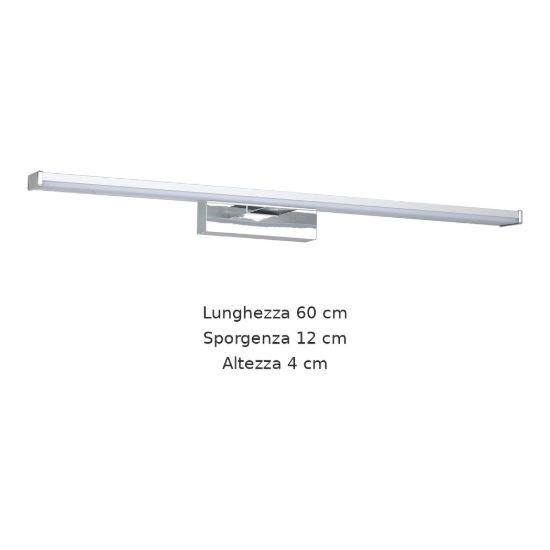 Eglo galenzana e applique per specchio bagno led 11w 4000k 60cm ip44 moderna lineare cromo e argento