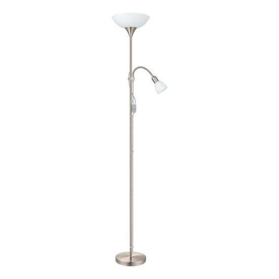 Eglo up 2 piantana 2 luci e27 e14 176,5cm per soggiorno moderna nichel