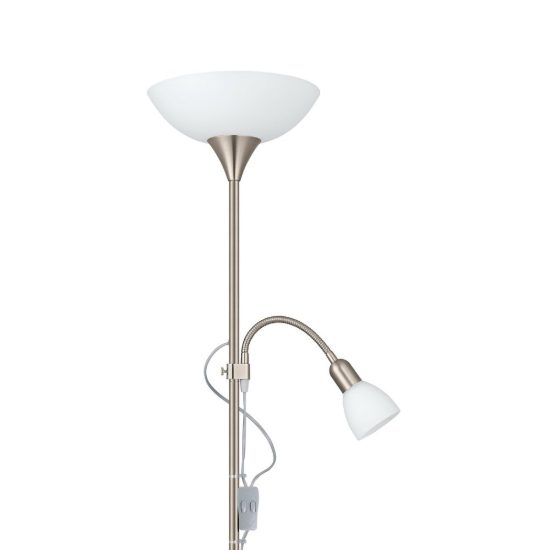 Eglo up 2 piantana 2 luci e27 e14 176,5cm per soggiorno moderna nichel