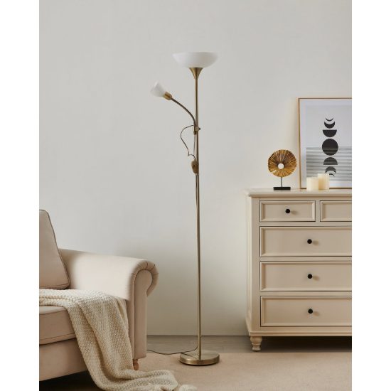 Eglo up 2 piantana 2 luci e27 e14 176,5cm per soggiorno moderna brunito