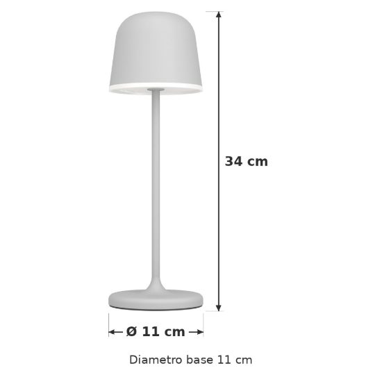 Eglo mannera lampada da tavolo per esterno led 2,2w 3000k 34cm ip54 ricaricabile moderna grigia
