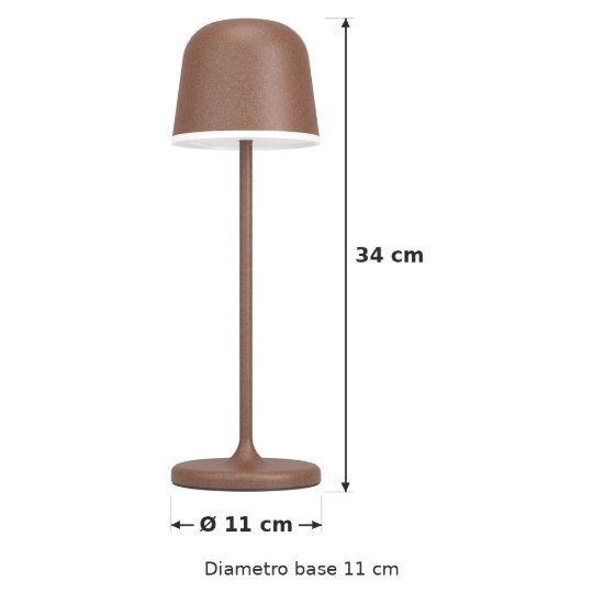 Eglo mannera lampada da tavolo per esterno led 2,2w 3000k 34cm ip54 ricaricabile moderna ruggine