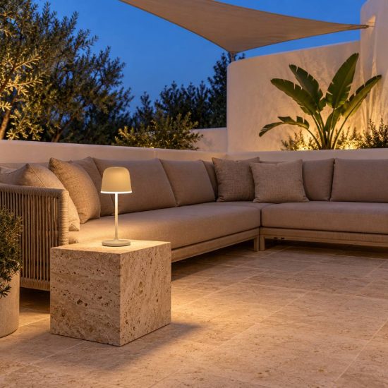 Eglo mannera lampada da tavolo per esterno led 2,2w 3000k 34cm ip54 ricaricabile moderna sabbia
