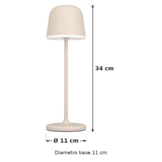 Eglo mannera lampada da tavolo per esterno led 2,2w 3000k 34cm ip54 ricaricabile moderna sabbia