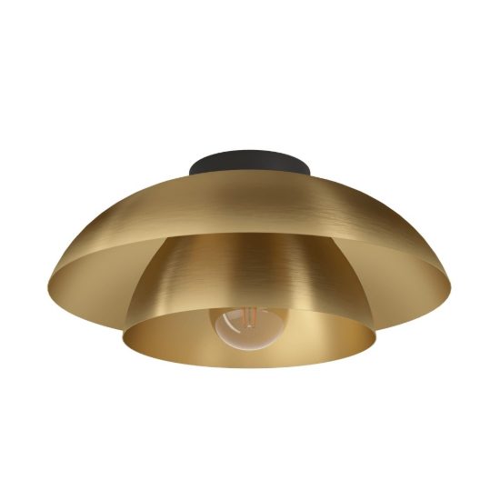 Eglo cenciara plafoniera 40cm per soggiorno moderna nera e ottone
