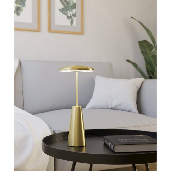 Eglo piccola abat-jour per camera da letto led 2,8w cct 2400k 4000k 28cm ricaricabile moderna ottone