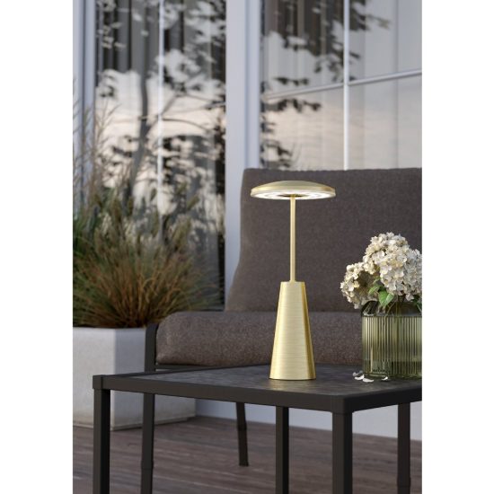 Eglo piccola abat-jour per camera da letto led 2,8w cct 2400k 4000k 28cm ricaricabile moderna ottone
