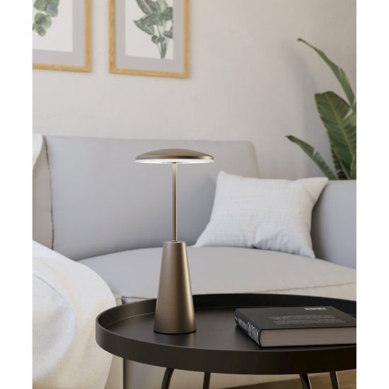 Eglo piccola abat-jour per camera da letto led 2,8w cct 2400k 4000k 28cm ricaricabile moderna bronzo scuro