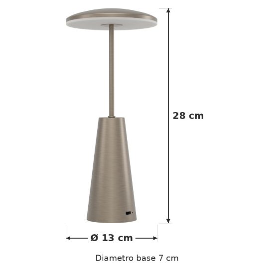 Eglo piccola abat-jour per camera da letto led 2,8w cct 2400k 4000k 28cm ricaricabile moderna bronzo scuro