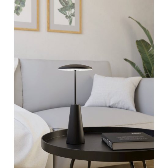 Eglo piccola abat-jour per camera da letto led 2,8w cct 2400k 4000k 28cm ricaricabile moderna nera