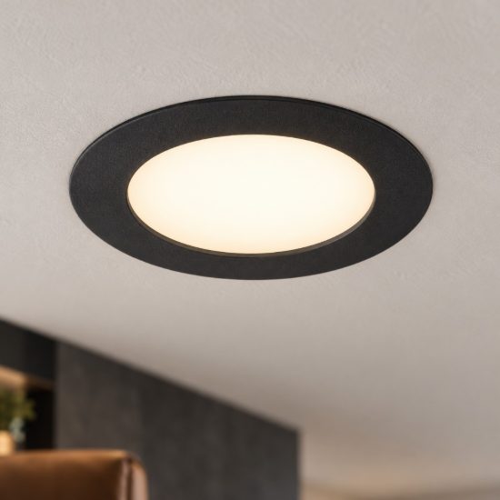 Eglo fueva flex faretto da incasso per cartongesso led 5,5w 3000k foro 6,8-10cm nero