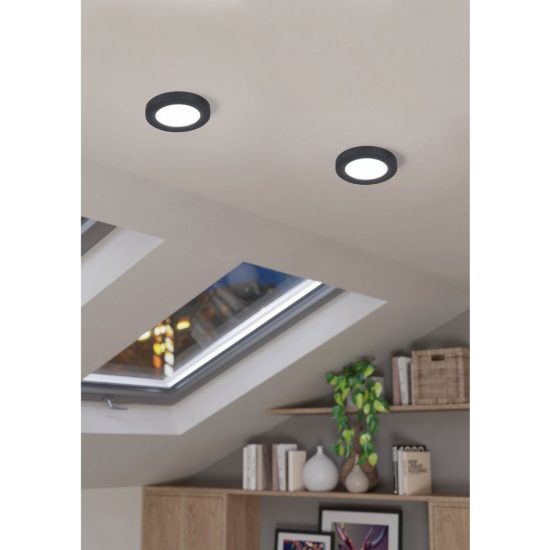 Eglo fueva flex faretto da incasso per cartongesso led 5,5w 3000k foro 6,8-10cm nero