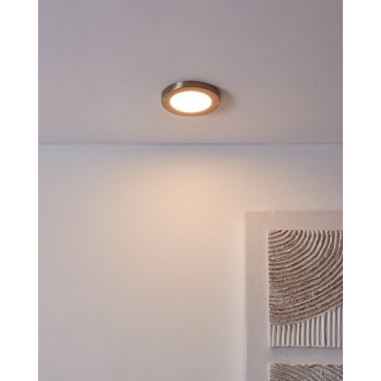 Eglo fueva flex faretto da incasso per cartongesso led 5,5w 3000k foro 6,8-10cm nichel opaco