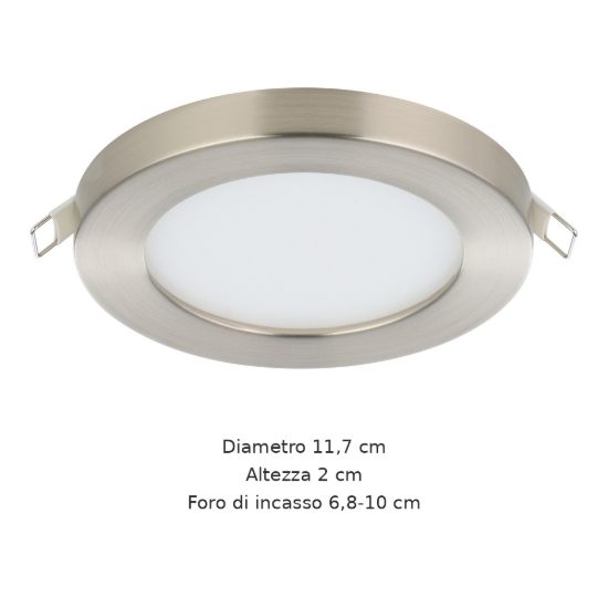 Eglo fueva flex faretto da incasso per cartongesso led 5,5w 3000k foro 6,8-10cm nichel opaco