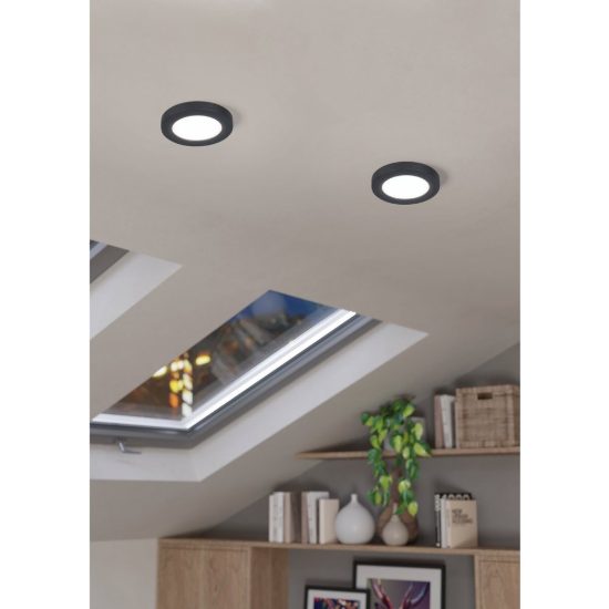 Eglo fueva flex faretto da incasso per cartongesso led 5,5w 4000k foro 6,8-10cm nero