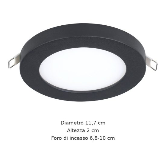 Eglo fueva flex faretto da incasso per cartongesso led 5,5w 4000k foro 6,8-10cm nero