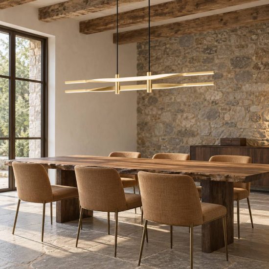 Eglo colmeal lampadario led 21w 3000k 76cm per sala da pranzo moderno ottone