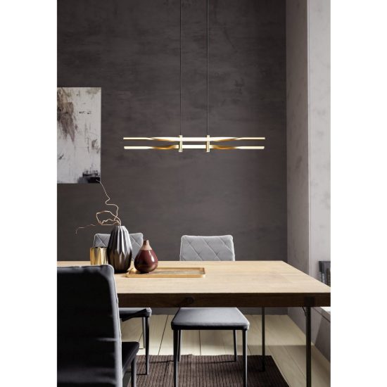 Eglo colmeal lampadario led 21w 3000k 76cm per sala da pranzo moderno ottone
