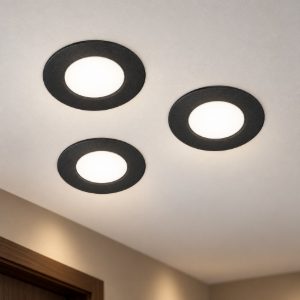 Eglo fueva 6 set 3 faretti da incasso per cartongesso led 3x3,7w cct 2700k 6500k foro 7,5cm nero