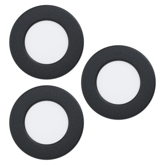 Eglo fueva 6 set 3 faretti da incasso per cartongesso led 3x3,7w cct 2700k 6500k foro 7,5cm nero