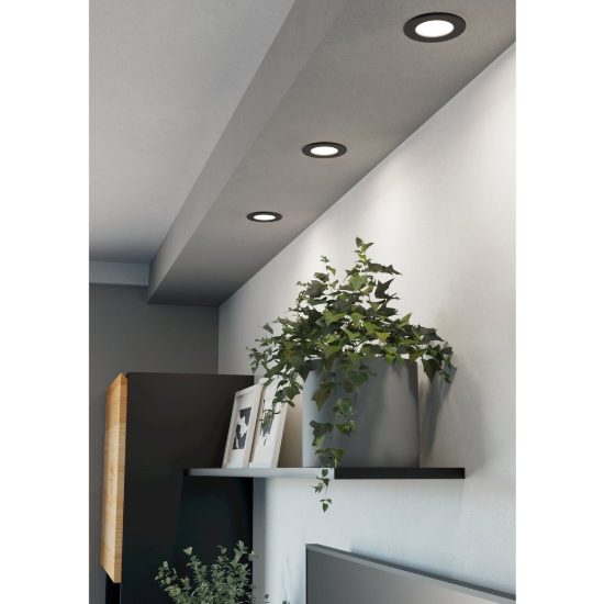 Eglo fueva 6 faretto da incasso per cartongesso led 3,7w cct 2700k 6500k foro 7,5cm nero