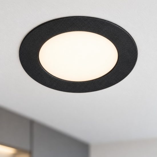 Eglo fueva 6 faretto da incasso per cartongesso led 6,3w cct 2700k 6500k foro 10,5cm rotondo nero