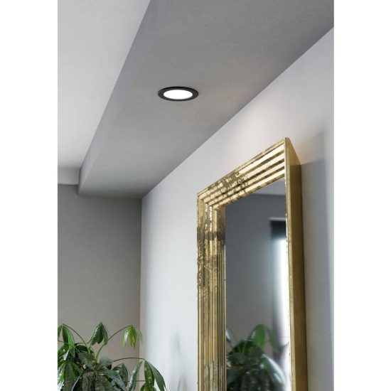 Eglo fueva 6 faretto da incasso per cartongesso led 6,3w cct 2700k 6500k foro 10,5cm rotondo nero